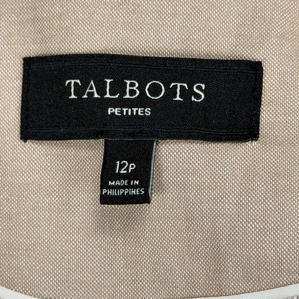Talbots Petites Blazer Jacket Tan Khaki Cotton Blend 12P Single Button PH95 - Picture 3 of 14